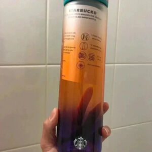 New Starbucks Sunset Ombre Glass Water Bottle